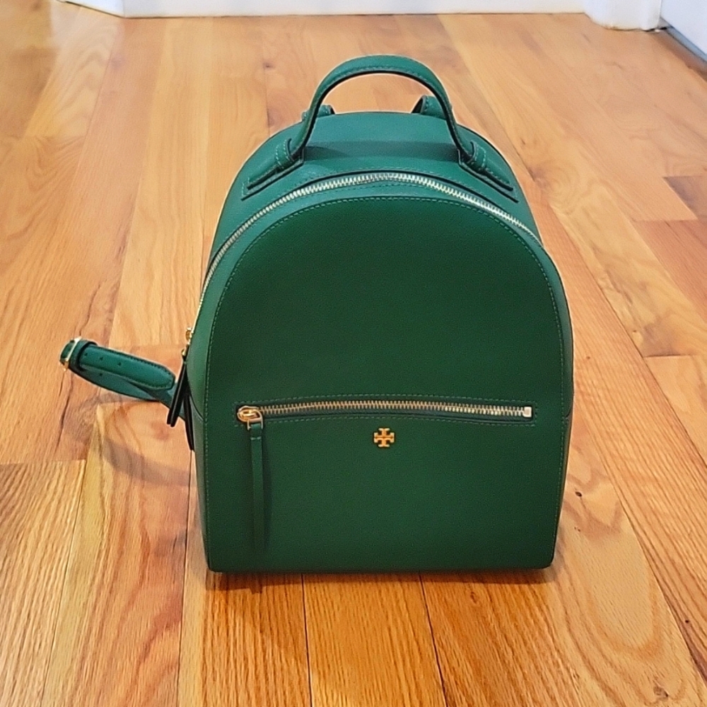 Tory Burch green backpack like new